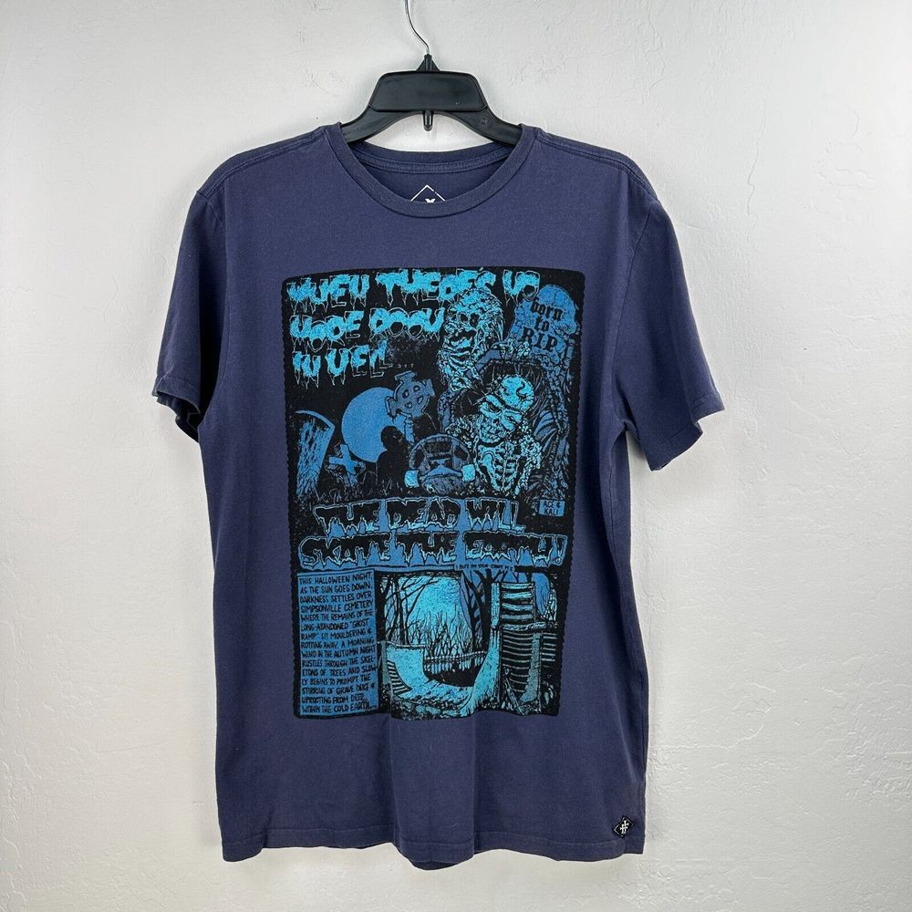 Iron Fist T-Shirt Mens M Blue Black The Dead Will Skate The Earth‎ Short Sleeve